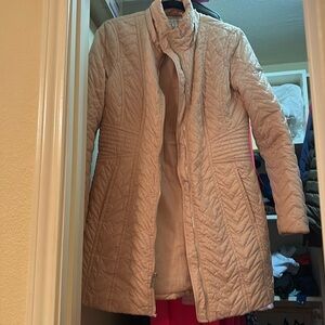 Via Spiga Women's Zigzag Quilted Mid-Length Puffer Jacket with Detachable Hood